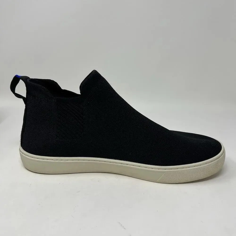 Rothy's Chelsea Sneakers Womens Size 10.5 Black Knit Pull On Shoes Boots Booties